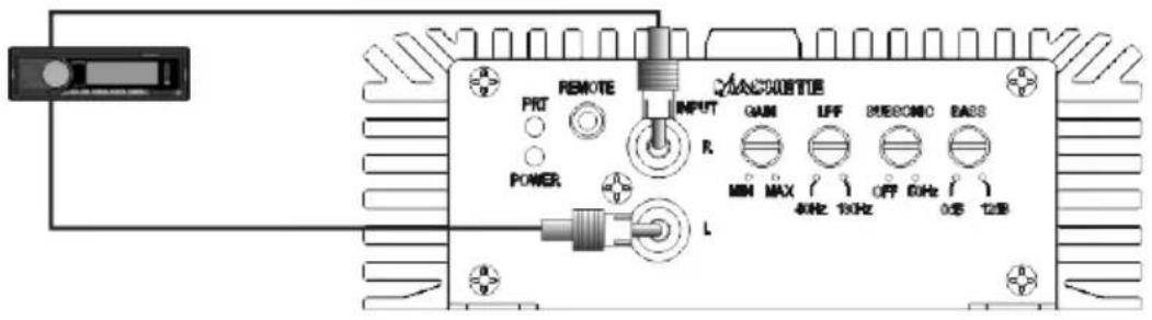 Deaf Bonce Machete MMA-550.1D - Standard wiring diagram of mono amplifier to Head Unit. - 1