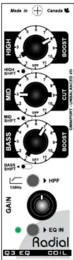 Radial Engineering Q3 - SUGGESTED SOUND SETTINGS - 1
