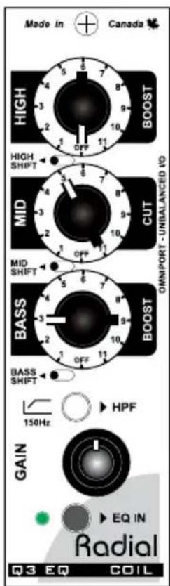 Radial Engineering Q3 - SUGGESTED SOUND SETTINGS - 1