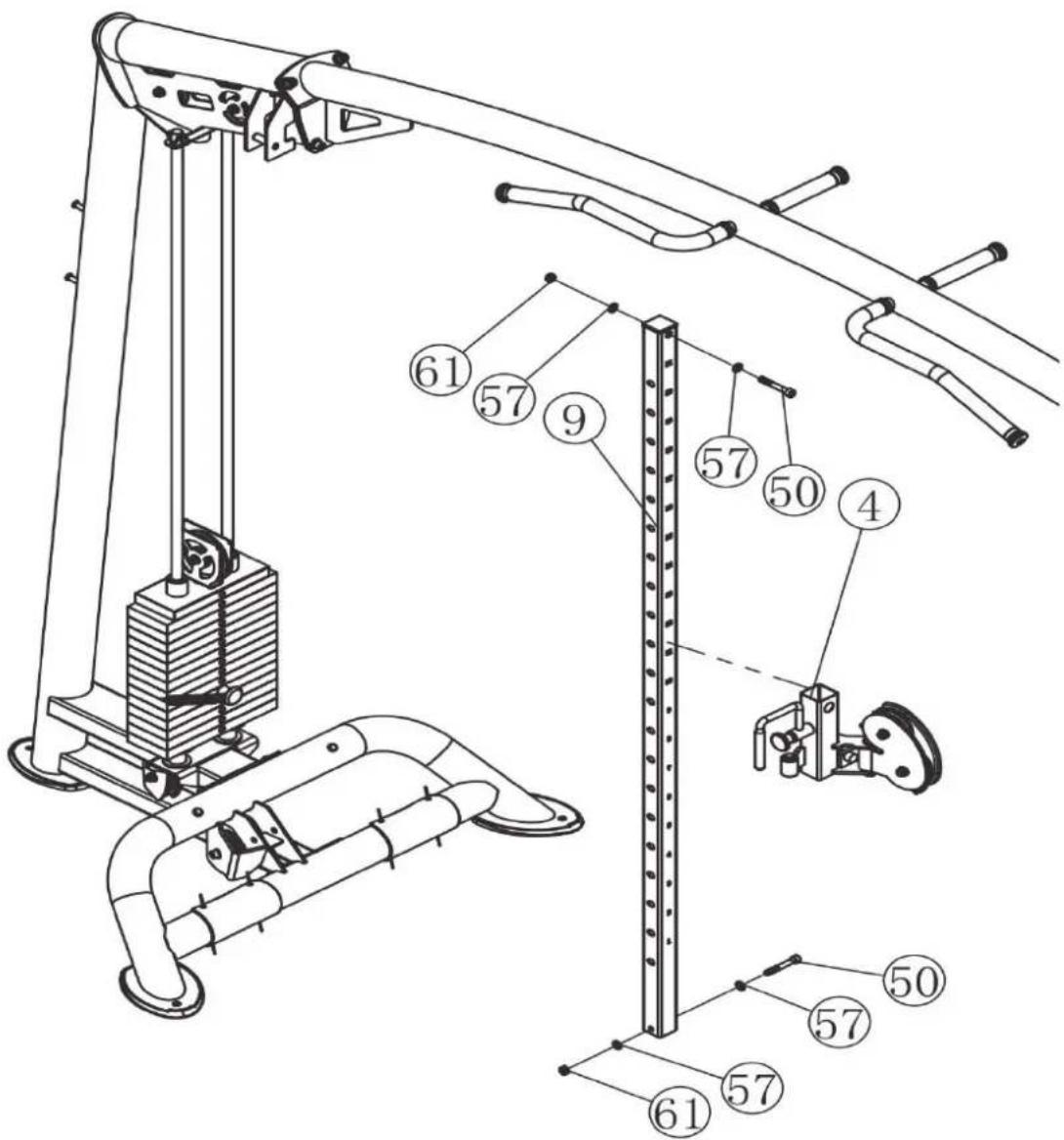 TAURUS Studio Cross Over Pulley Combo A - Step 4: Assembly of the Sliding Frame and Adjustment Plate - 1