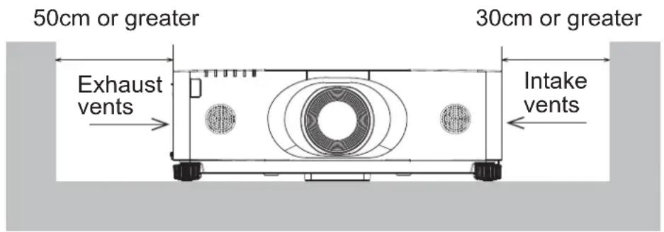 50cm or greater 30cm or greater Exhaust vents Intake vents