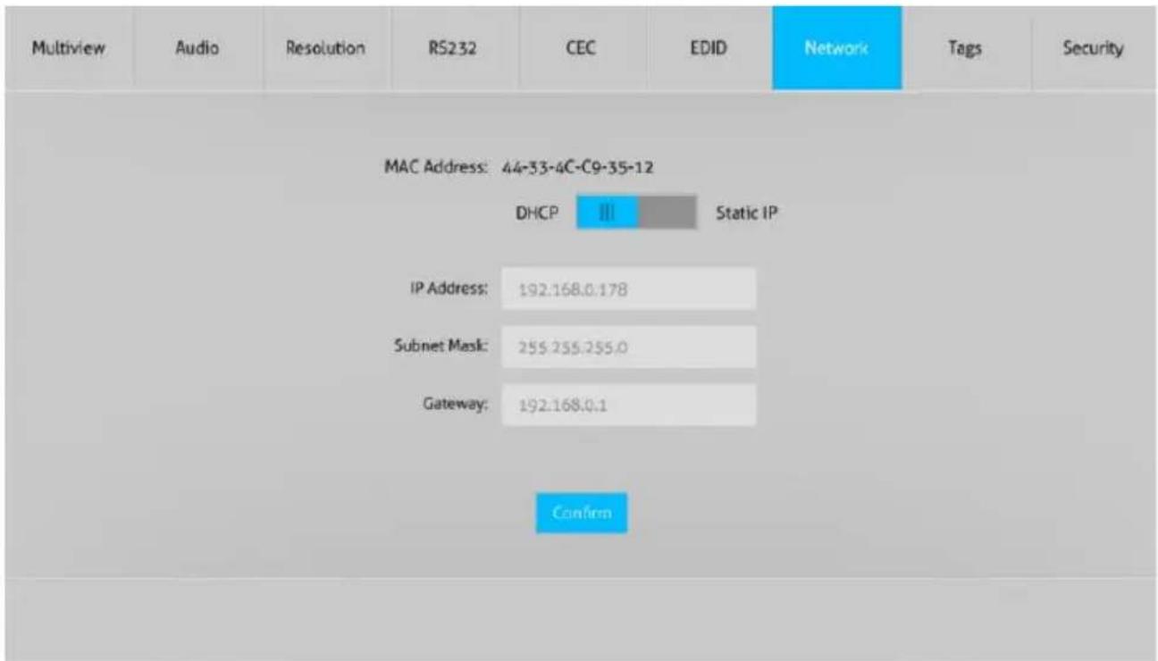 BZBGear BG-UHD-44M - Network Tab - 1