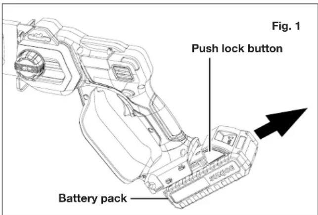 Fig. 1 Push lock button Battery pack
