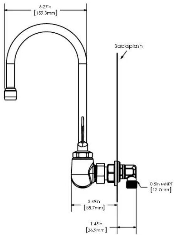 6.27in [159.3mm] Backsplash 3.49in [88.7mm] 1.45in [36.9mm] 0.5in MNPT [12.7mm]
