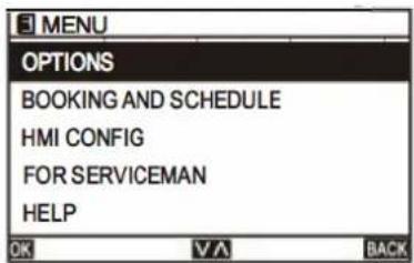 MENU OPTIONS BOOKING AND SCHEDULE HMI CONFIG FOR SERVICEMAN HELP