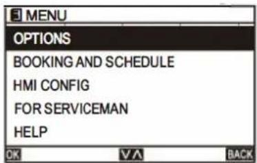 MENU OPTIONS BOOKING AND SCHEDULE HMI CONFIG FOR SERVICEMAN HELP