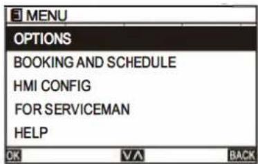 MENU OPTIONS BOOKING AND SCHEDULE HMI CONFIG FOR SERVICEMAN HELP