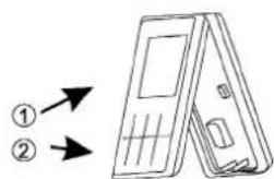 Diagram showing two labeled devices with arrows pointing to them, one with a screen and the other with a door.