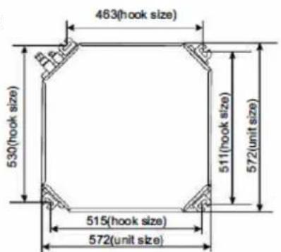 463(hook size) 530(hook size) 511(hook size) 572(unit size) 515(hook size) 572(unit size)