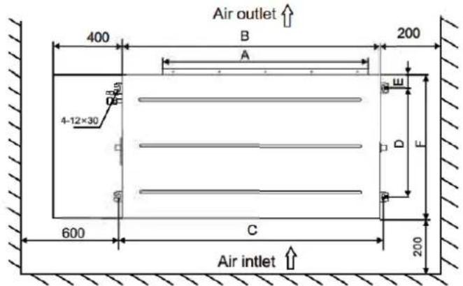 Air outlet ↑ 400 B 200 A 4-12×30 600 C 200 Air inlet ↑