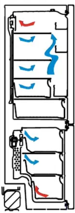 Diagram of a vehicle air intake system with airflow indicators and component labels