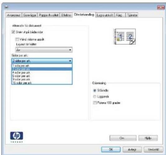 HP LaserJet Enterprise MFP M830 - Skriva ut flera sidor per ark (Windows) - 4