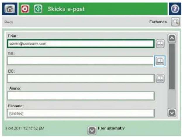 HP LaserJet Enterprise MFP M830 - Skicka ett dokument till e-post med hjälp av adressboken - 2