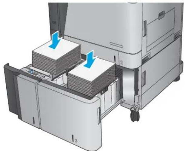 HP LaserJet Enterprise MFP M830 - Åtgärda papperstrassel i högkapacitetsmagasinet för 3 500 ark och den nedre högra luckan - 3