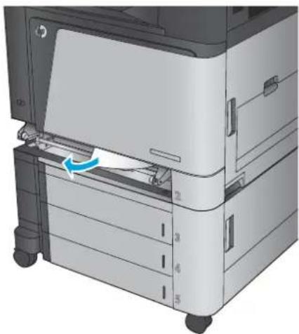 HP LaserJet Enterprise MFP M830 - Åtgärda papperstrassel i fack 1, den högra luckan och fixeringsenheten - 8