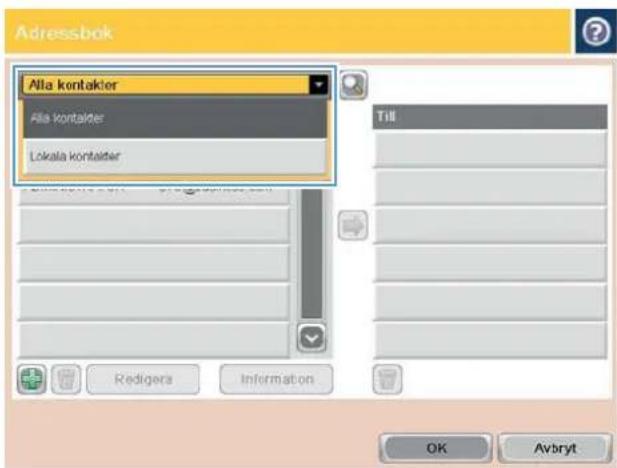 HP LaserJet Enterprise MFP M830 - Skicka ett dokument till e-post med hjälp av adressboken - 3
