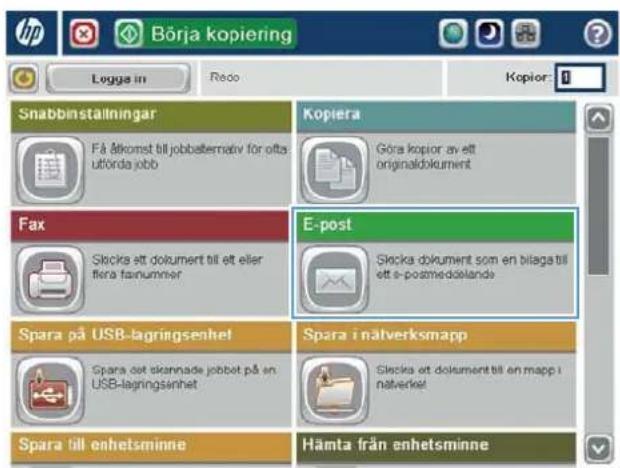 HP LaserJet Enterprise MFP M830 - Skicka ett dokument till e-post med hjälp av adressboken - 1