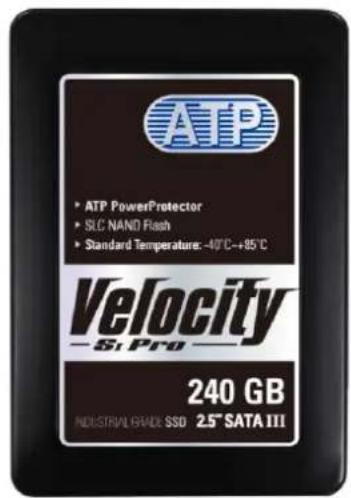 ATP • ATP PowerProtector • SLC NAND Flash • Standard Temperature: -40°C~+85°C Velocity Si Pro 240 GB INDUSTRIAL GRADE SSD 2.5" SATA III