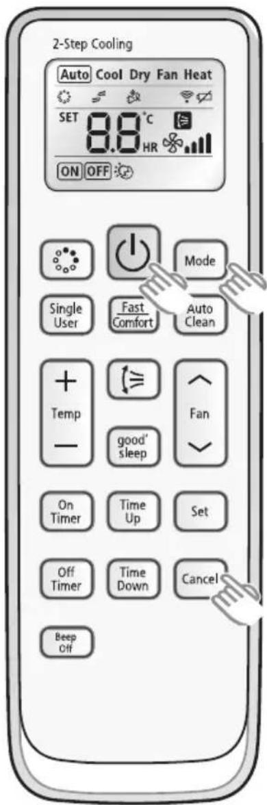 2-Step Cooling Auto Cool Dry Fan Heat SET 8.8°C ON OFF Mode Single User Fast Comfort Auto Clean + Temp - (=) Fan good' sleep On Timer Time Up Set Off Timer Time Down Cancel Beep Off