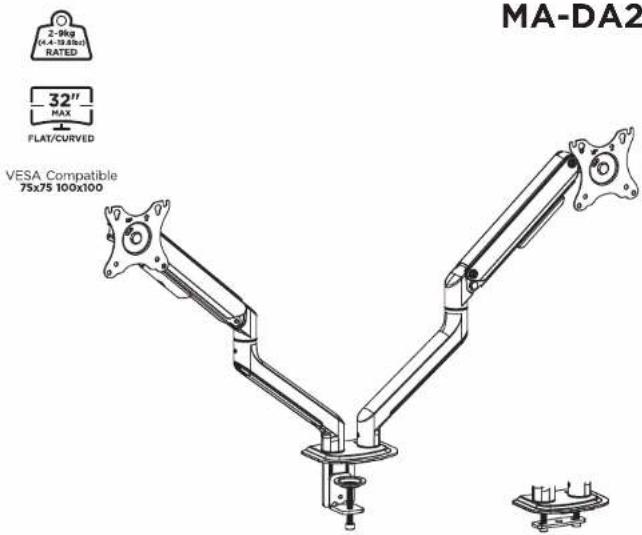MA-DA2 2-9kg (4.4-18.8in) RATED 32" MAX FLAT/CURVED VESA Compatible 75x75 100x100