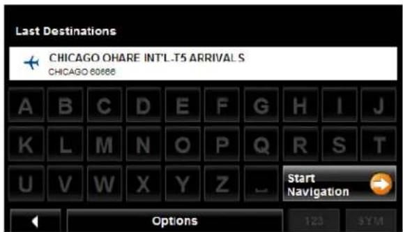 NAVIGON 7200T - Selecting a destination from the Last Destinations list - 2