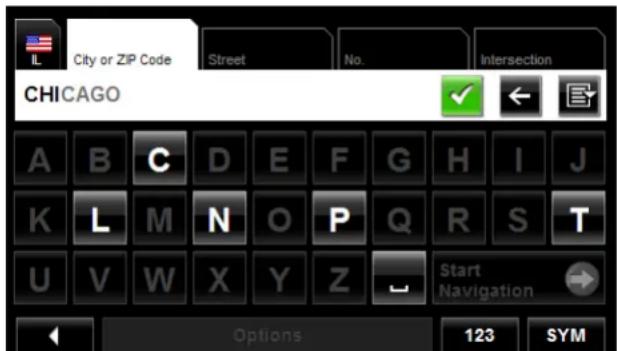 NAVIGON 7200T - Using auto-complete to select a destination - 1