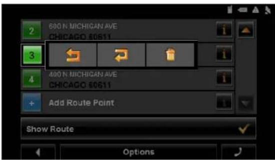 NAVIGON 7200T - Changing the order of route points - 2
