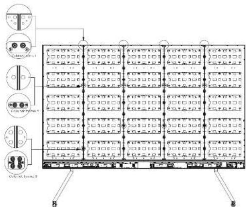 Diagram of an electrical panel layout with labeled components and connections, including switches, meters, and indicator lights.
