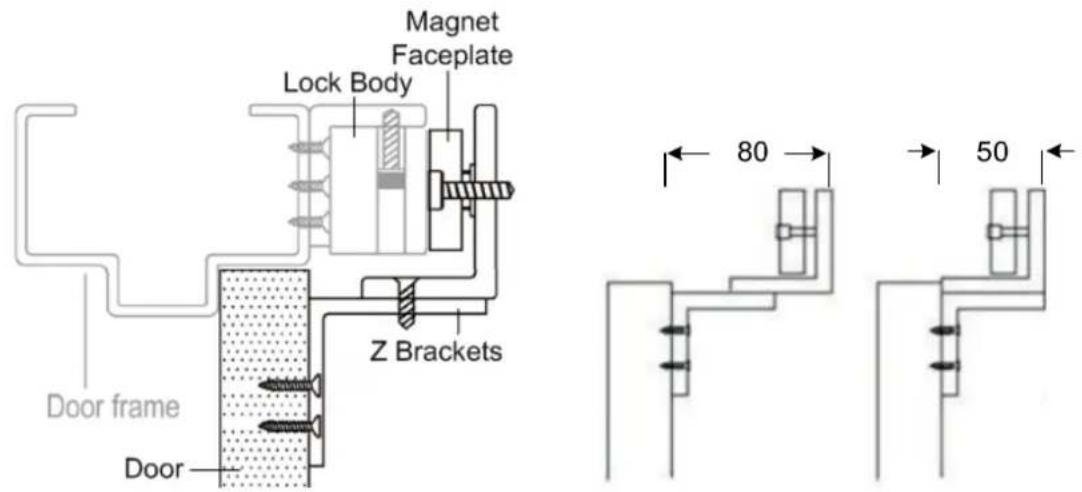 Magnet Faceplate Lock Body Z Brackets Door frame Door 80 50