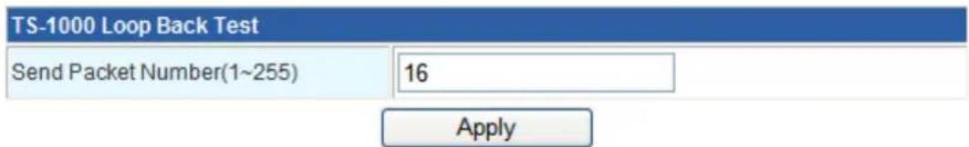 TS-1000 Loop Back Test Send Packet Number(1~255) 16 Apply
