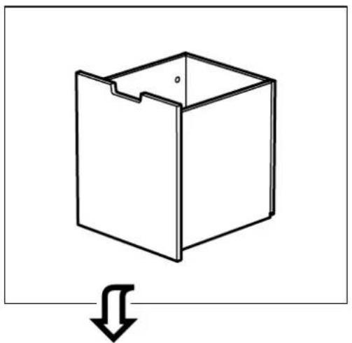 Simple line drawing of a 3D box with a cutout and downward arrow indicating compression (no text or symbols)