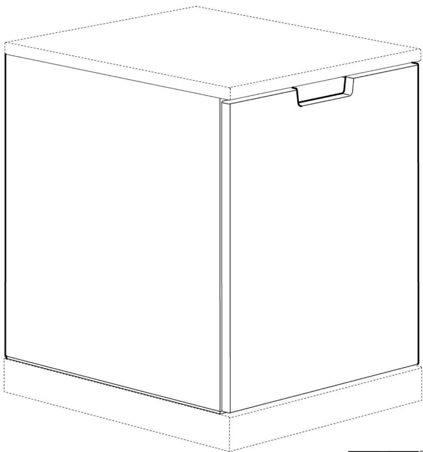 Line drawing of a 3D rectangular box with a handle, shown in isometric view (no text or symbols)