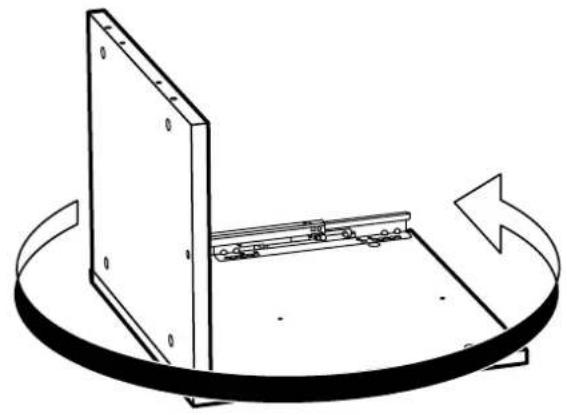 Technical line drawing of a mechanical assembly with rotating components (no text or symbols)