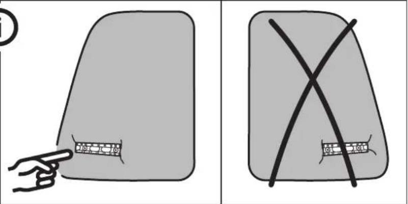 Diagram showing two states of a device with labeled buttons and a hand pointing to it, separated by crossed black lines.