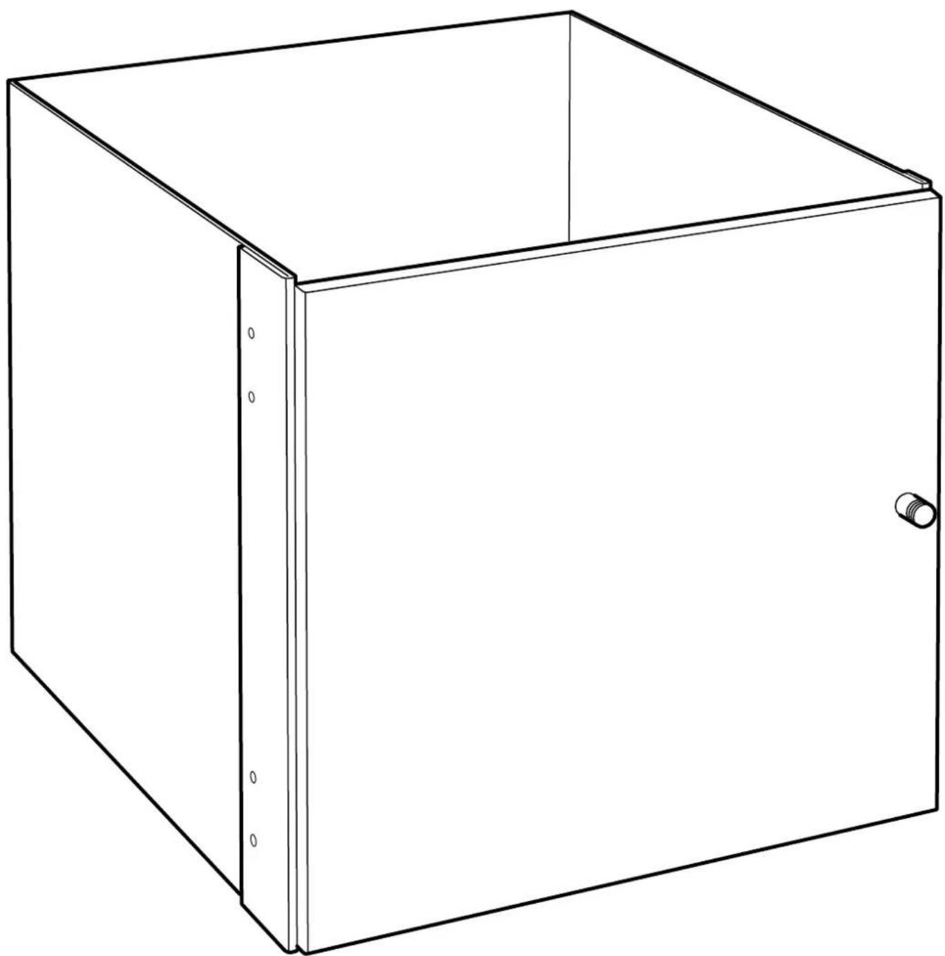 Line drawing of a simple 3D box with a side panel and a handle (no text or symbols)