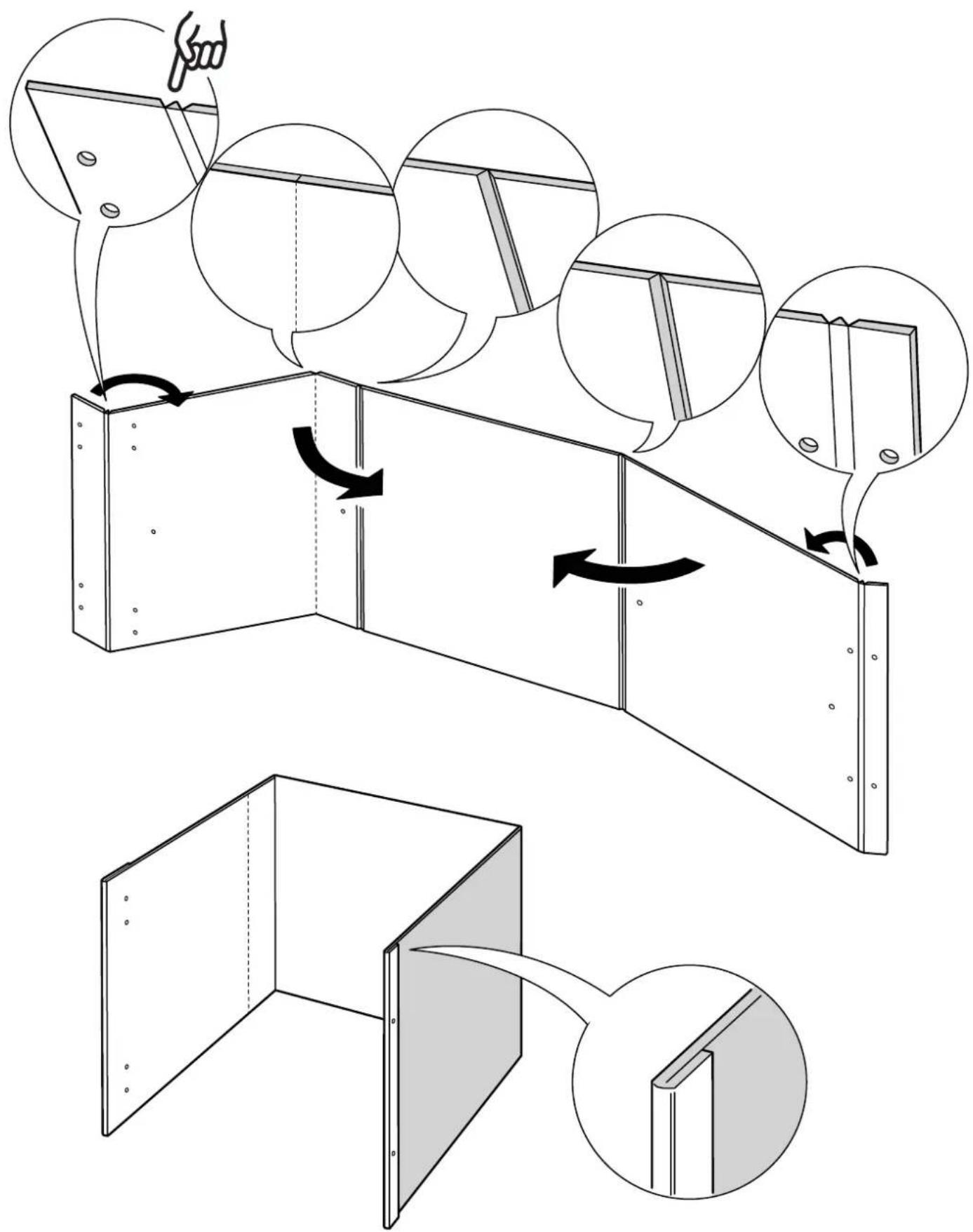 Technical diagram illustrating door frame installation steps with labeled components and directional arrows