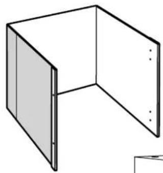 Simple line drawing of a 3D rectangular box with a shaded front panel (no text or symbols)