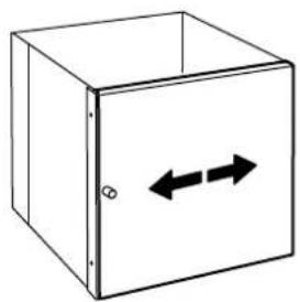 Simple line drawing of a 3D box with two opposing arrows inside, no text or symbols present.