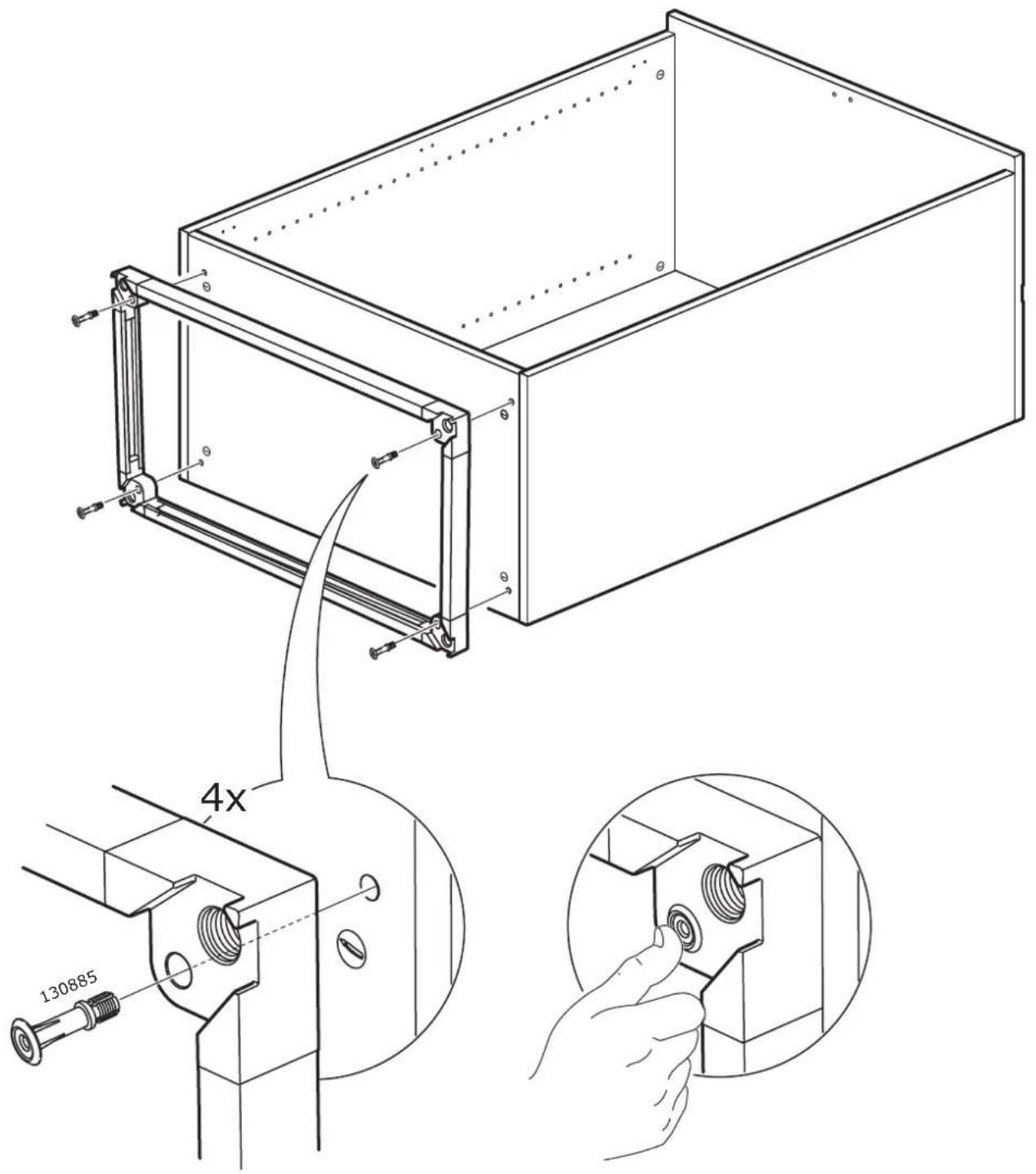 Technical diagram of a mechanical assembly with labeled parts and magnified detail view