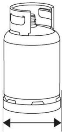 Line drawing of a cylindrical gas cylinder with internal slots and a side gap (no text or symbols)