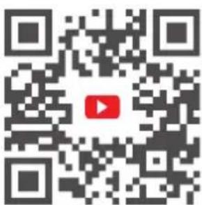 QR code with central red YouTube logo, likely linking to a digital service or website