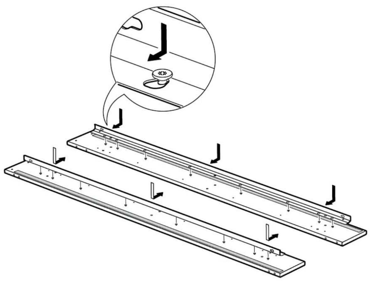 Technical diagram showing structural assembly with labeled components and directional arrows indicating movement or force