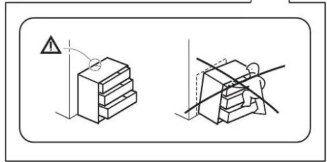 Technical diagram showing two mechanical assembly states with warning symbols and cross-sections, likely illustrating a safety or hazard scenario.