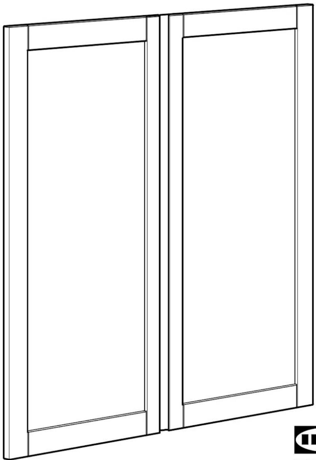 Line drawing of two rectangular doors with blank windows, no text or symbols present