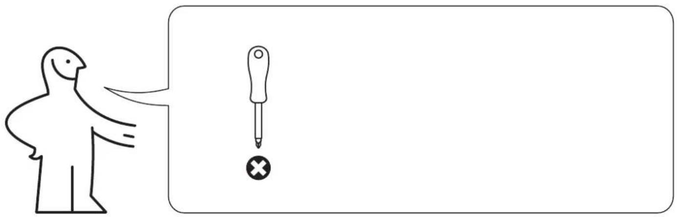 Diagram som visar en person som pekar på en dropper med en kryssymbol, troligen illustrerar en varning eller ett felscenario.