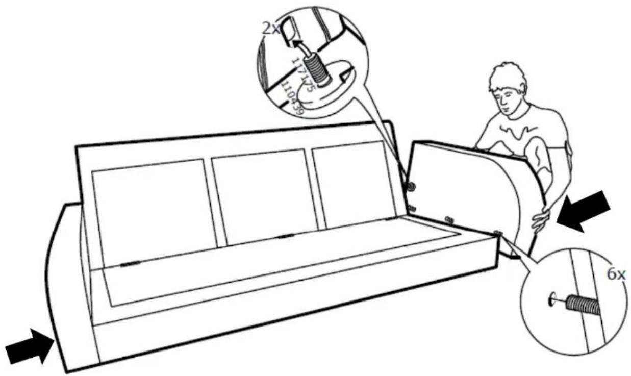 Diagram illustrating a mechanical assembly process with labeled parts and directional arrows indicating motion or movement.