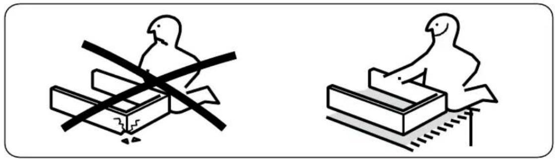 Two symbolic illustrations: one with a bird crossing over a box, the other with a seal climbing a ladder (no text or symbols)