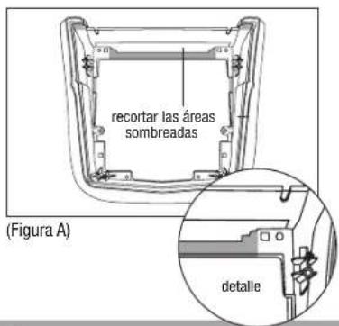 recortar las áreas sombreadas (Figura A) detalle