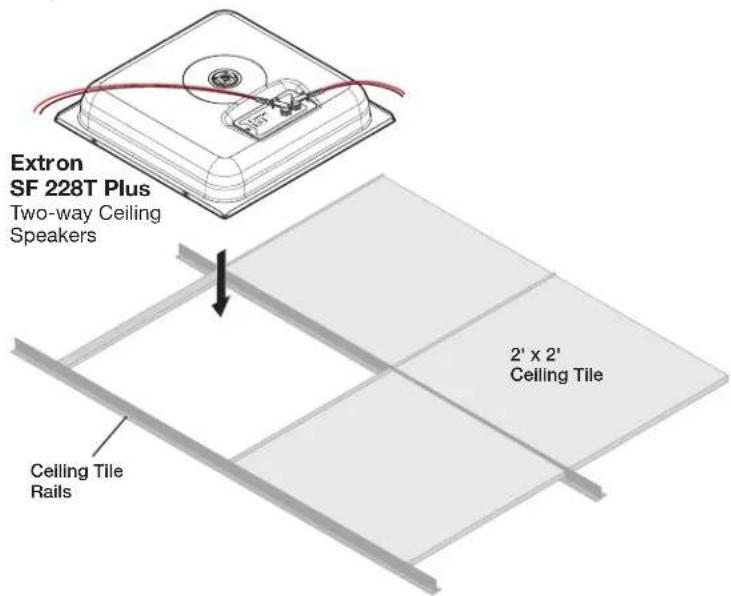 Extron SF 228T Plus Two-way Ceiling Speakers Ceiling Tile Rails 2' x 2' Ceiling Tile