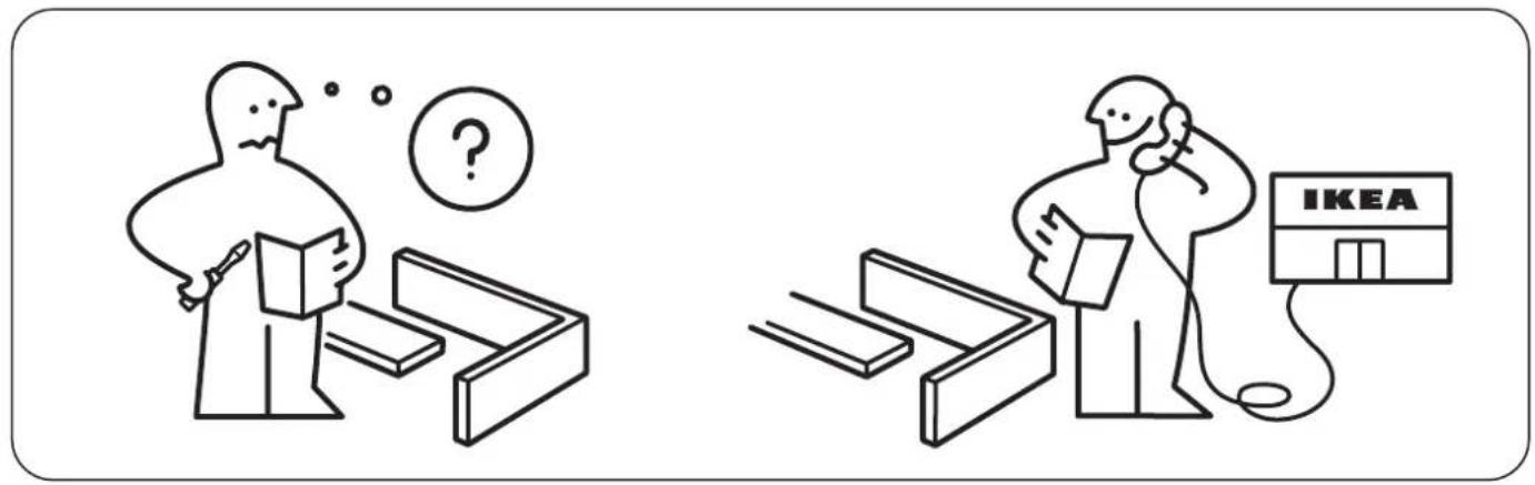 Illustration comparing two scenes: one showing a person reading and thinking with a question mark, the other showing a person holding a book next to an IKEA store.